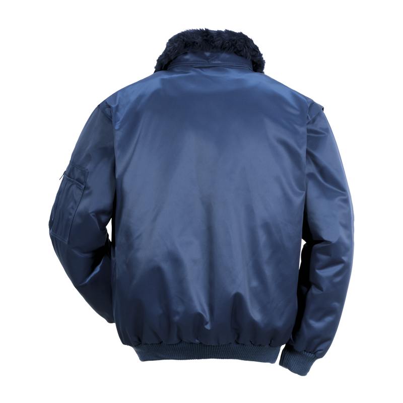 Rückenansicht der Planam Gletscher Comfort Jacke 3 in 1 nach EN 342 in Dunkelblau mit warmem Kragen als winterfeste Arbeitsjacke