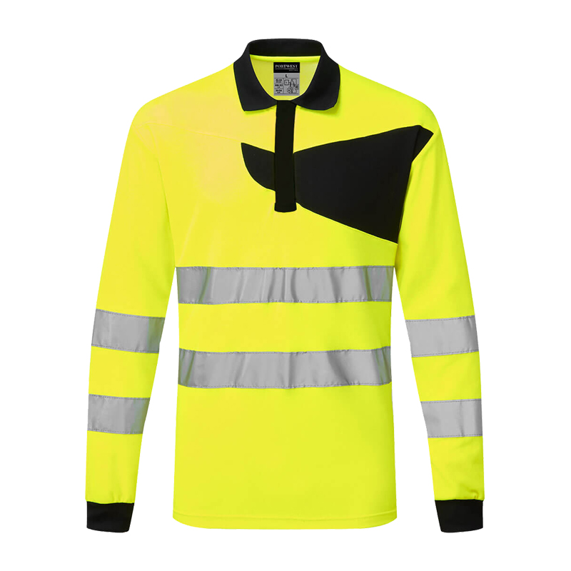 PortWest PW220 Cotton Comfort Warnschutz Polo-Shirt langarm Klasse 3