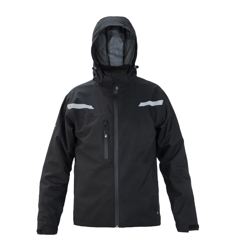 Hydrowear HydroWear Bonn Regenjacke Simply No Sweat Light Klasse 4/4, schwarze wasserdichte Arbeitsjacke mit Kapuze und Reflexdetails