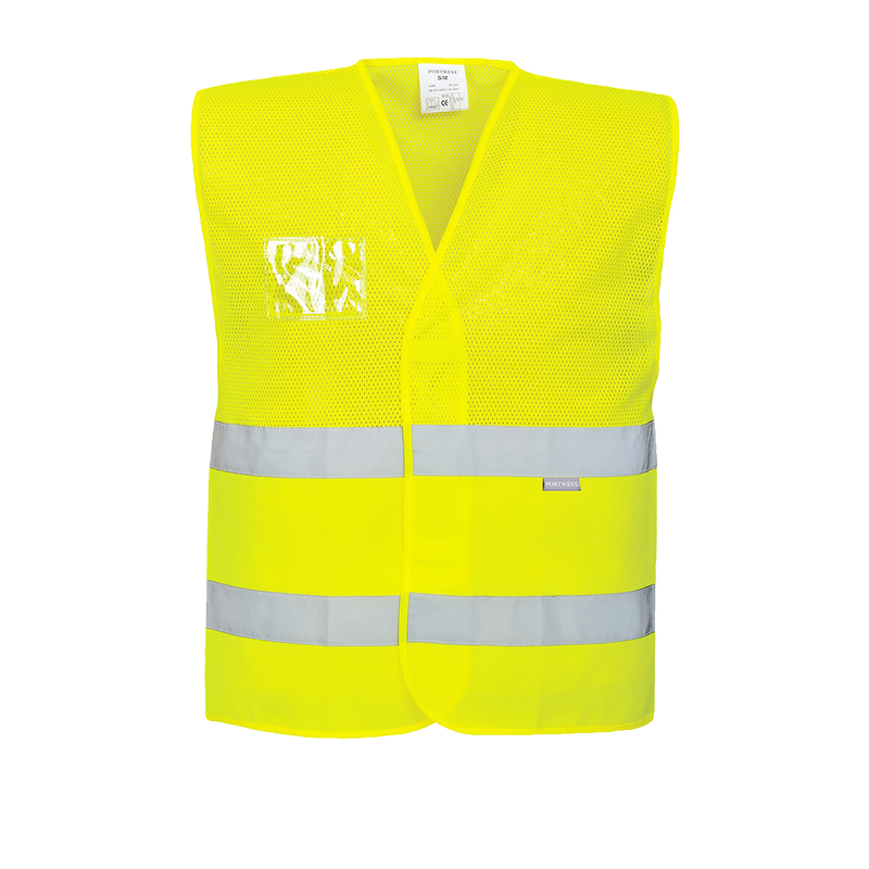PortWest C494 Warnschutz Meshair Weste mit Ausweisfenster