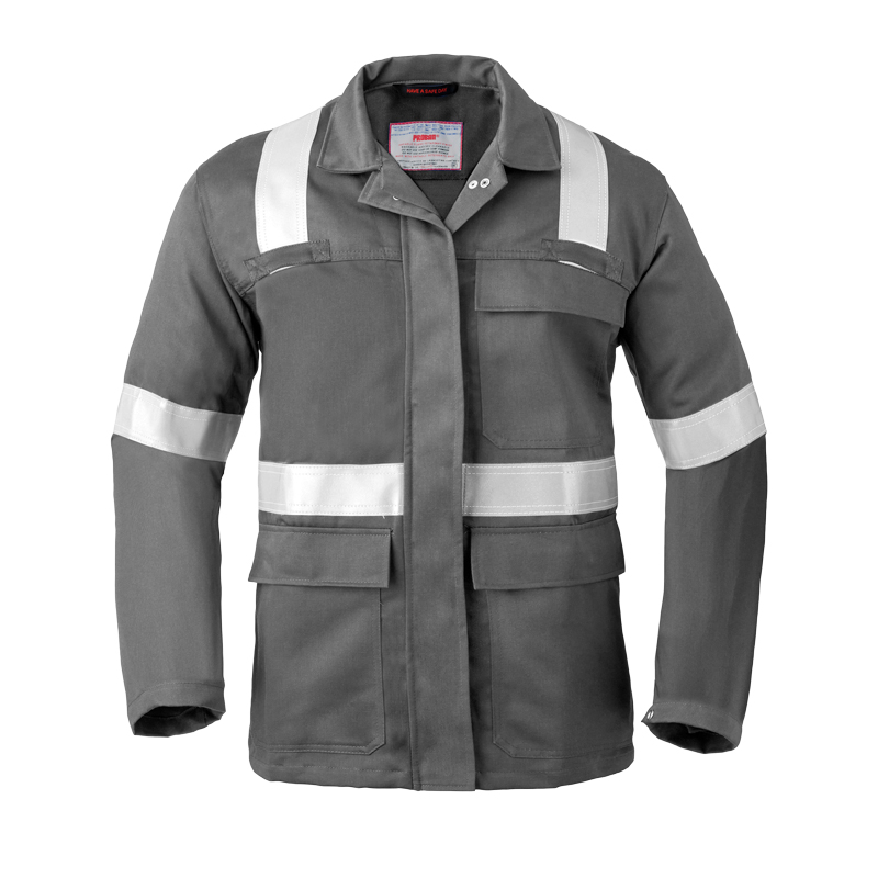 HaVeP 5Safety 3256 MultiNorm Jacke | APC1 von HaVeP, graue Schutzjacke mit silbernen Reflexstreifen, Frontansicht