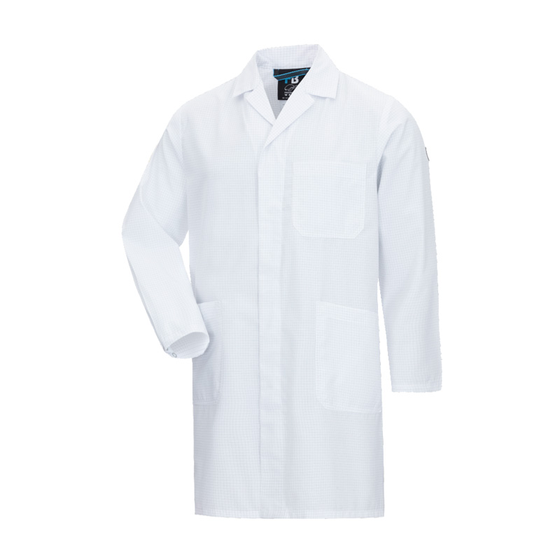 Weißer HB CONDUCTEX Green Turtle ESD Mantel von HB Protective Wear, nachhaltiger Schutzmantel für elektrostatisch sensible Arbeitsbereiche