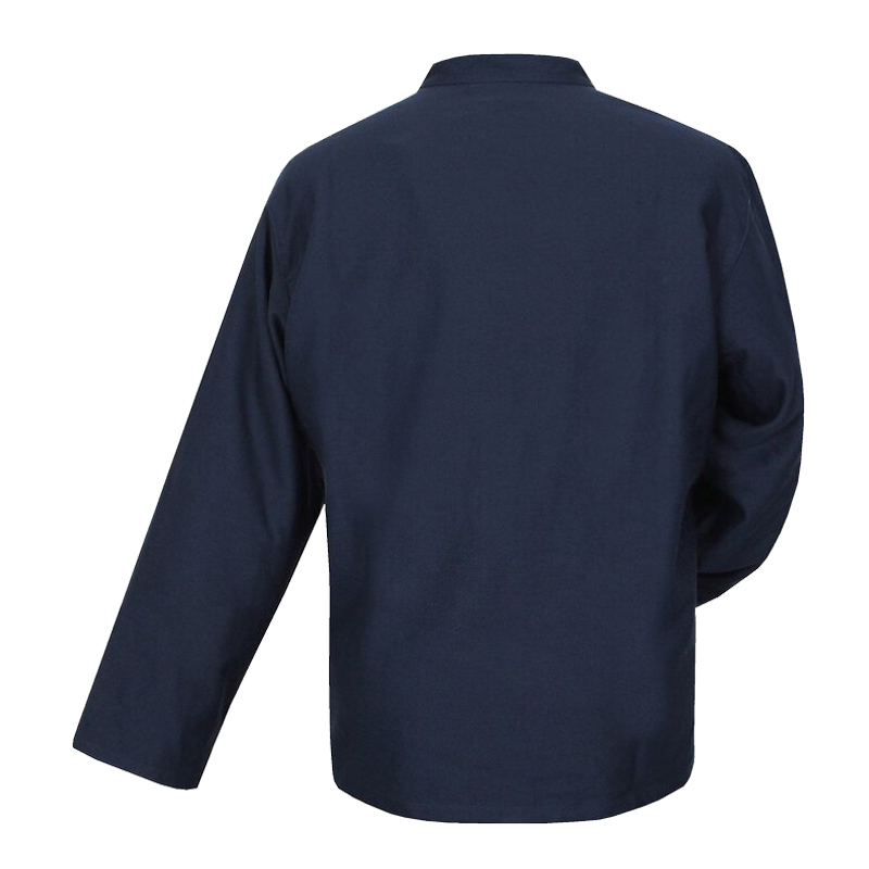 Rückansicht des dunkelblauen HB Marlan Gießerei Hemds von HB Protective Wear zum Schutz gegen flüssiges Aluminium und Eisen