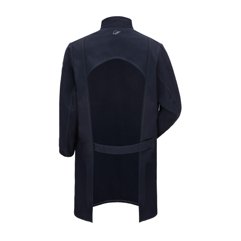 Rückenansicht der HB ComFlex Aramid Schweisser Ärmelschürze Klasse 2 von HB Protective Wear, flammhemmende Schutzkleidung für Schweißarbeiten mit hohem Schutz vor Hitze, Flammen und Funken.