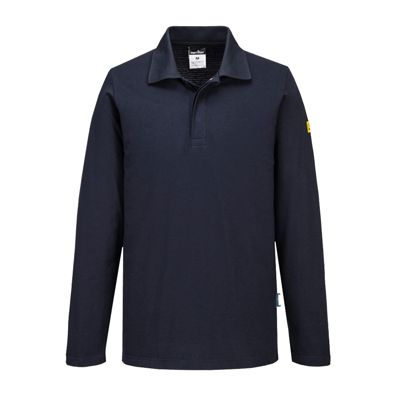 PortWest AS23 Antistatik ESD Polo-Shirt langarm für EPA Bereiche