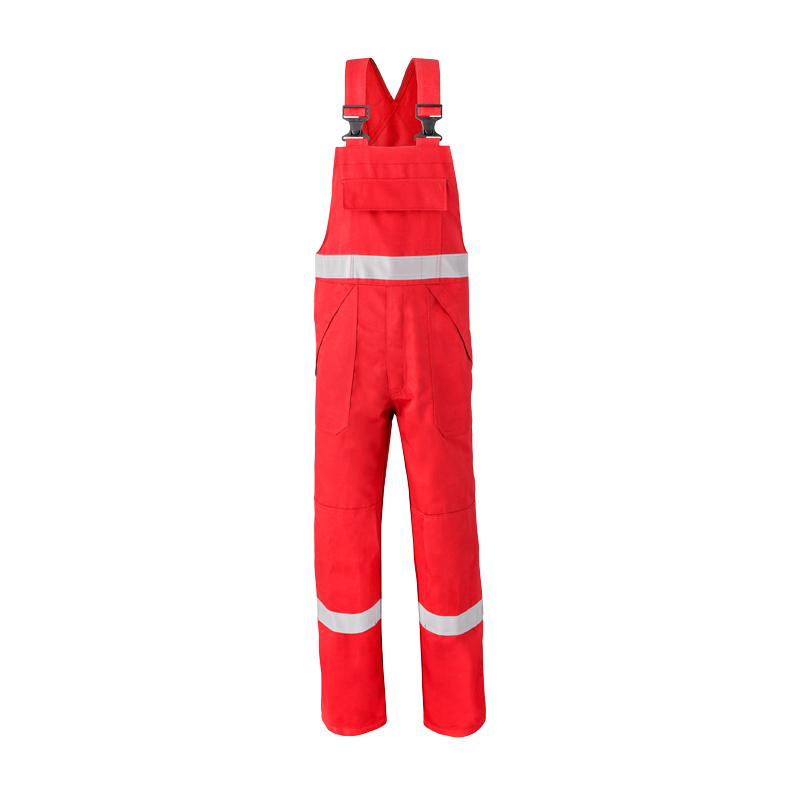 HaVeP 5Safety 2151 MultiNorm Latzhose APC1 von HaVeP, rot, mit Reflexstreifen und Brusttasche, Vorderansicht