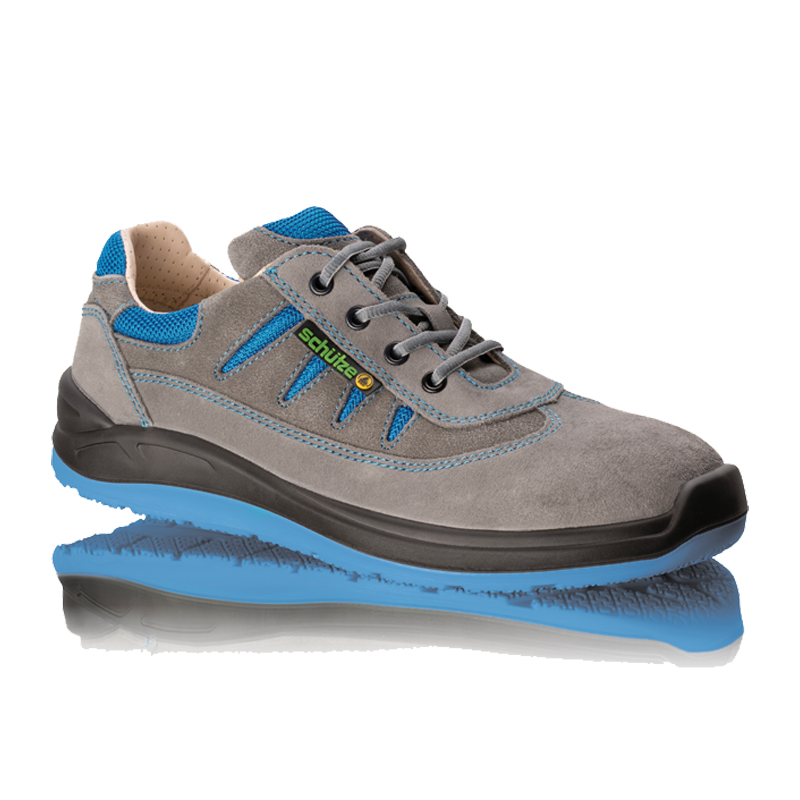 SCHÜTZE Schütze 1172 ESD S2 Sicherheitsschuh in Grau-Blau, sportlicher Halbschuh mit Lederinnenfutter und ESD-Schutz