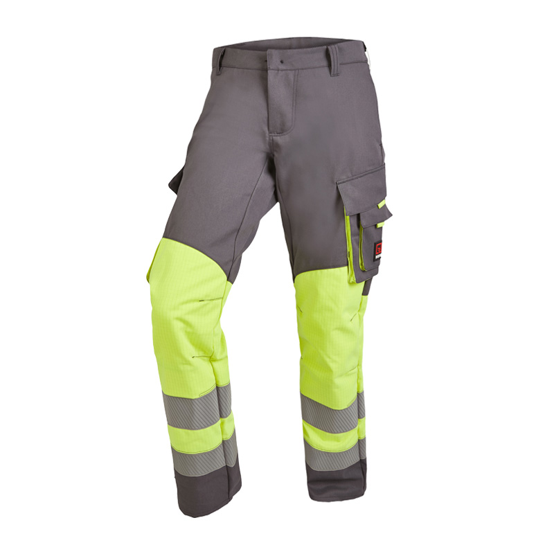 Rofa Multi-Light HI-VIS I 2505 MultiNorm Hose 4 kA | APC1, grau-neongelbe Warnschutzhose mit Reflexstreifen und Seitentaschen