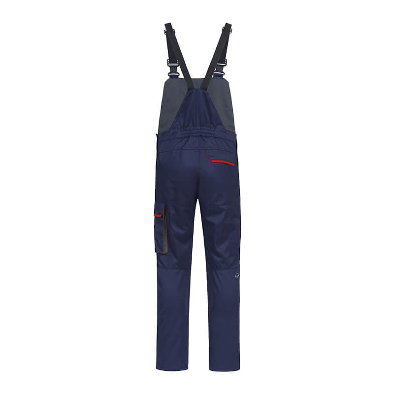 HB SecureAllround MultiNorm Latzhose 4 kA APC1 von HB Protective Wear, flammhemmende und antistatische FR-Baumwolle, navy/grau mit roten Details