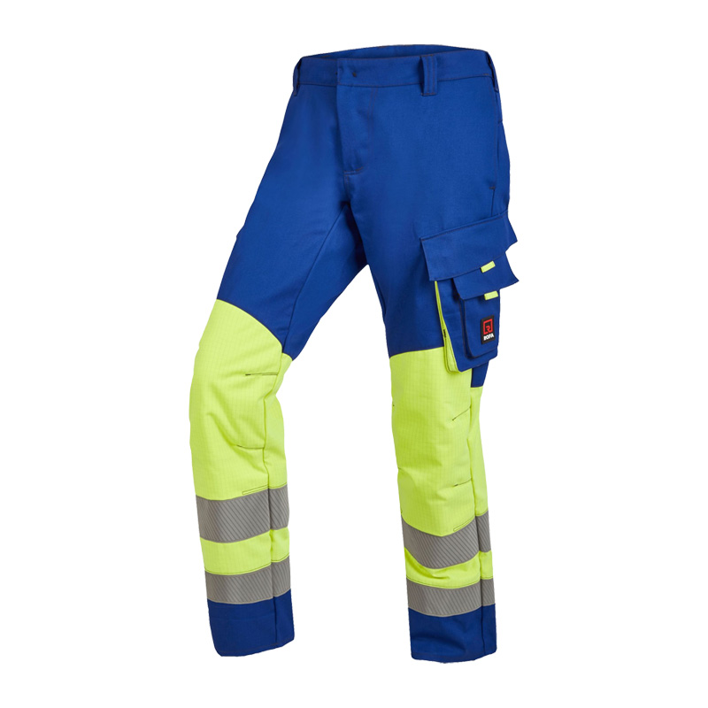 Rofa Multi-Light HI-VIS I 2535 MultiNorm Hose 4 kA + 7 kA | APC2, Warnschutzhose in Blau-Gelb mit Reflexstreifen und Seitentaschen