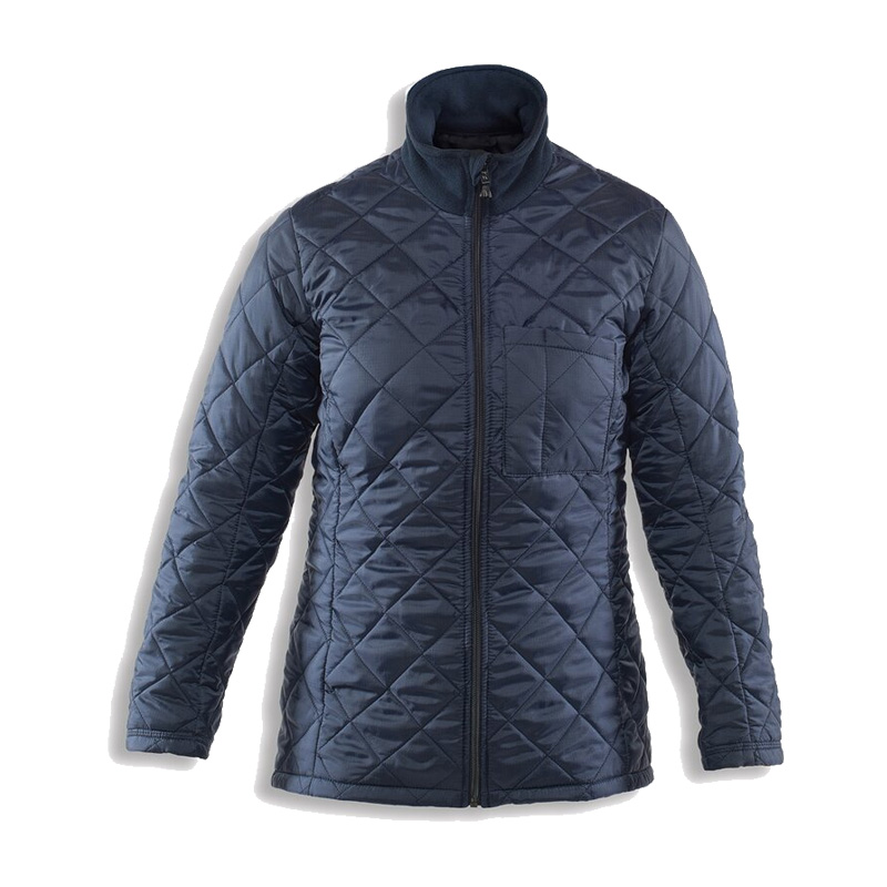 Dunkelblaue, gesteppte TEMPEX THERMO ErgoPlus Damen Jacke von HB Protective Wear mit Reißverschluss, Stehkragen und Brusttasche, ideal für Kühlhaus und kalte Arbeitsbereiche