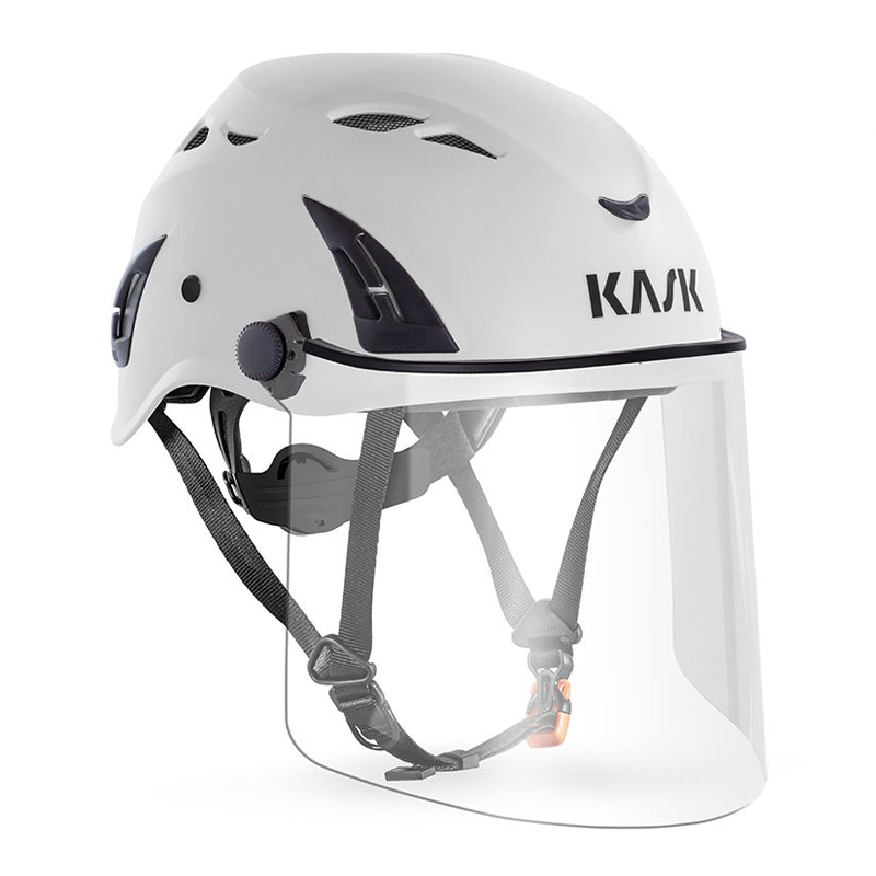 Weißer KASK Schutzhelm mit transparentem Full-Face-Gesichtsschild EN 166 für KASK Plasma und SuperPlasma+HP Helme, Schutz vor Tröpfchen und Spritzern