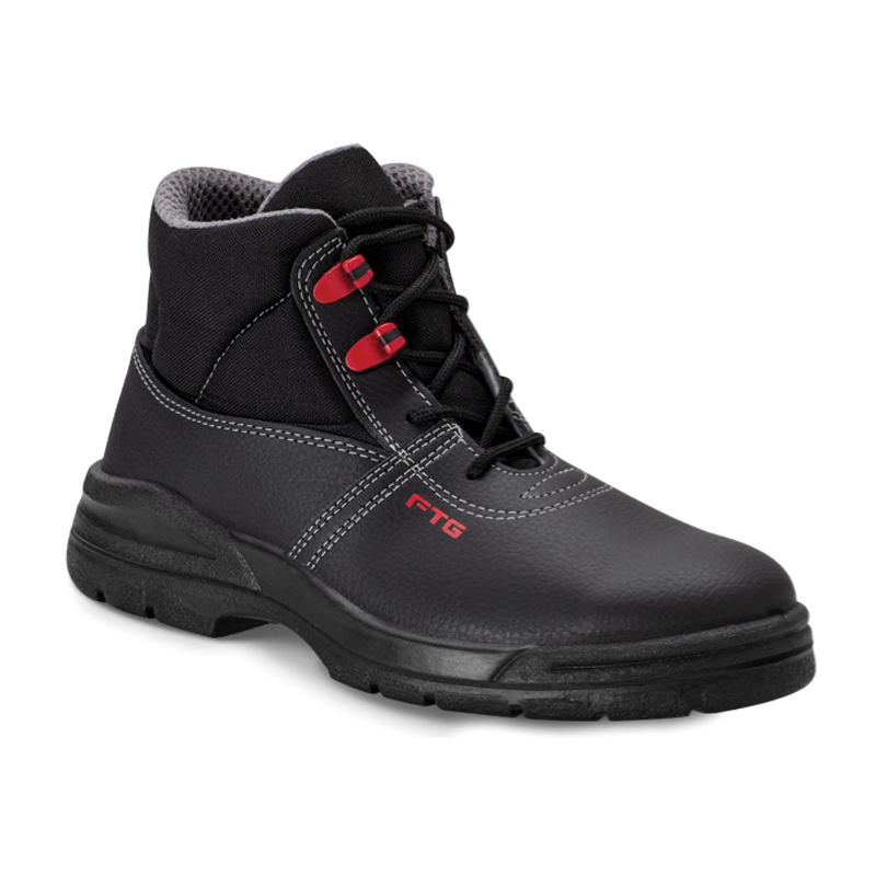 FTG Adam S3S Sicherheitsstiefel Master Line, hoher schwarzer Arbeitsstiefel aus Sicherheitsleder mit robuster Sohle und gepolstertem Schaftrand