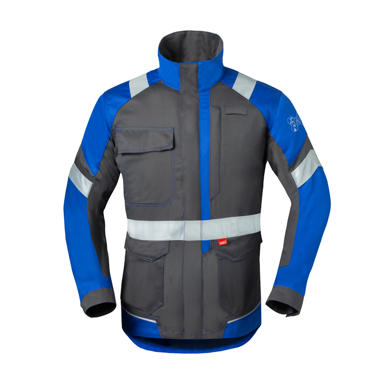 HaVeP 5Safety Image+ 50292 MultiNorm Jacke APC2 von HaVeP, Grau-Blau, Vorderansicht mit Stehkragen, Brusttaschen und Reflexstreifen