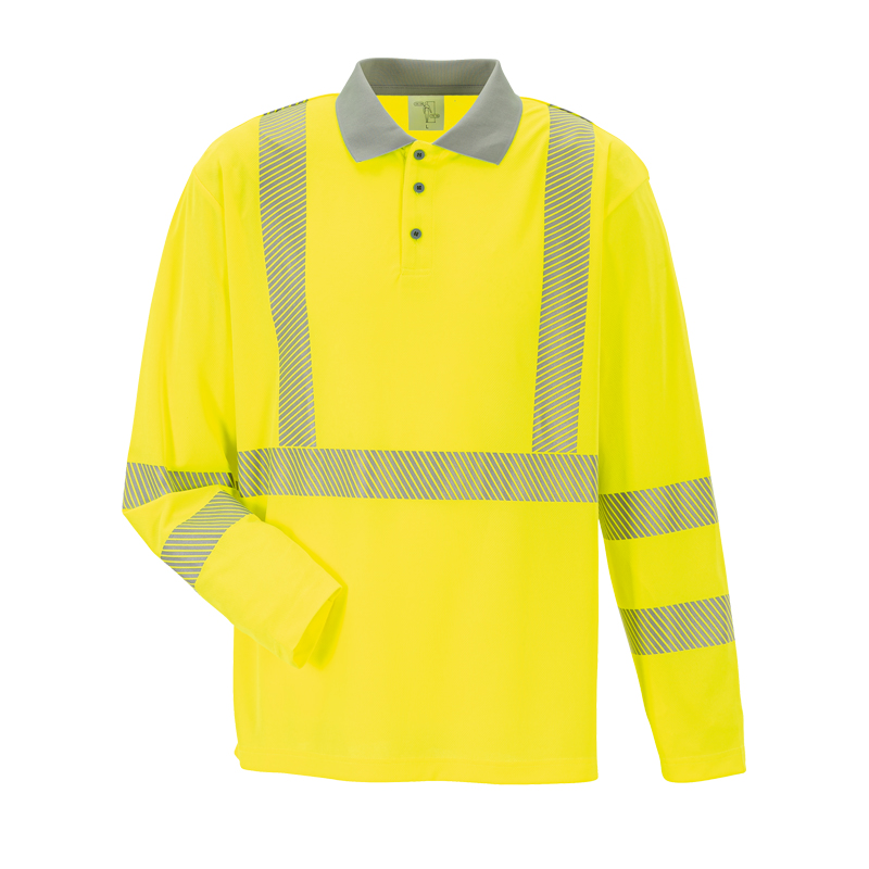 Planam Norit Warnschutz Polo Shirt langarm mit Stretch