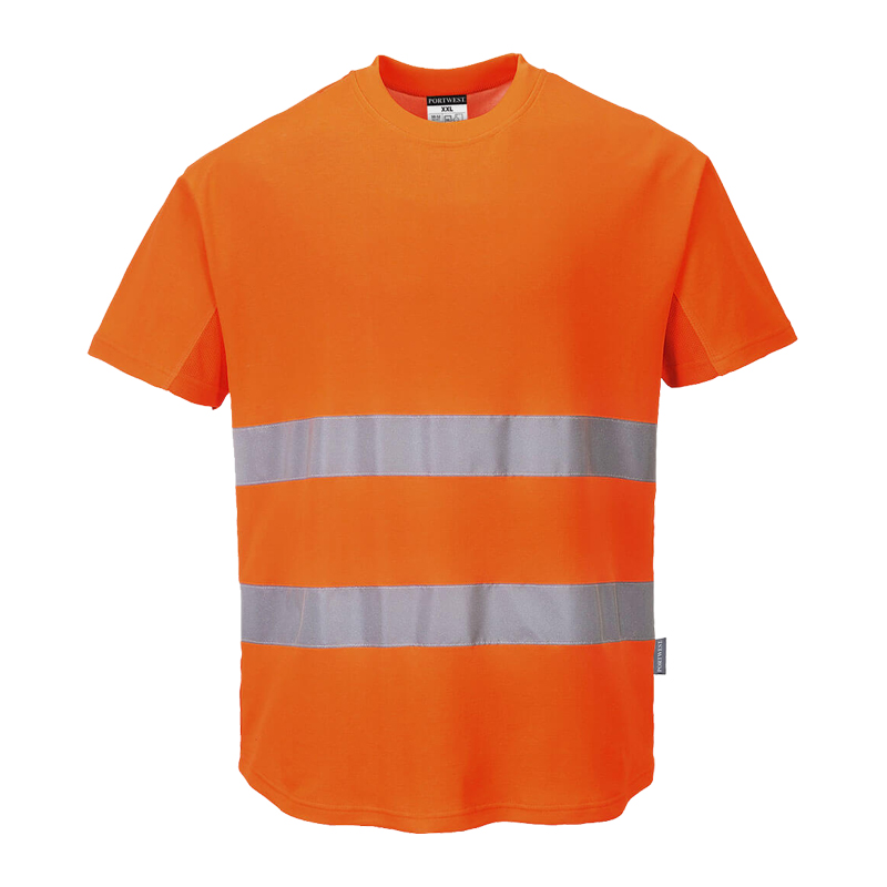 PortWest C394 Warnschutz T-Shirt Cotton Comfort Mesh Klasse 2