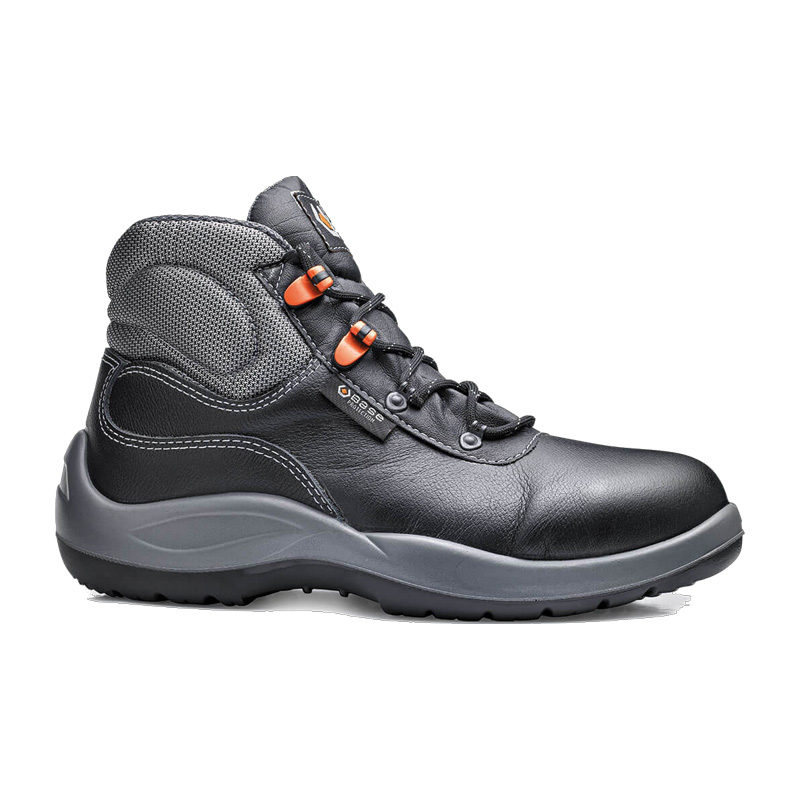 BASE Verdi S3 Sicherheitsstiefel B0114 von BASE, schwarzer Classic Arbeitsstiefel mit hohem Schaft, gepolstertem Knöchelbereich und rutschhemmender robuster Sohle