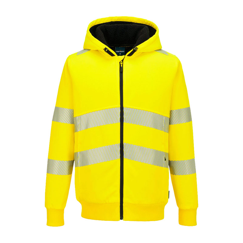 PortWest PW321 Hi-Vis Winter Kapuzen Hoodie Jacke mit Fleecefutter
