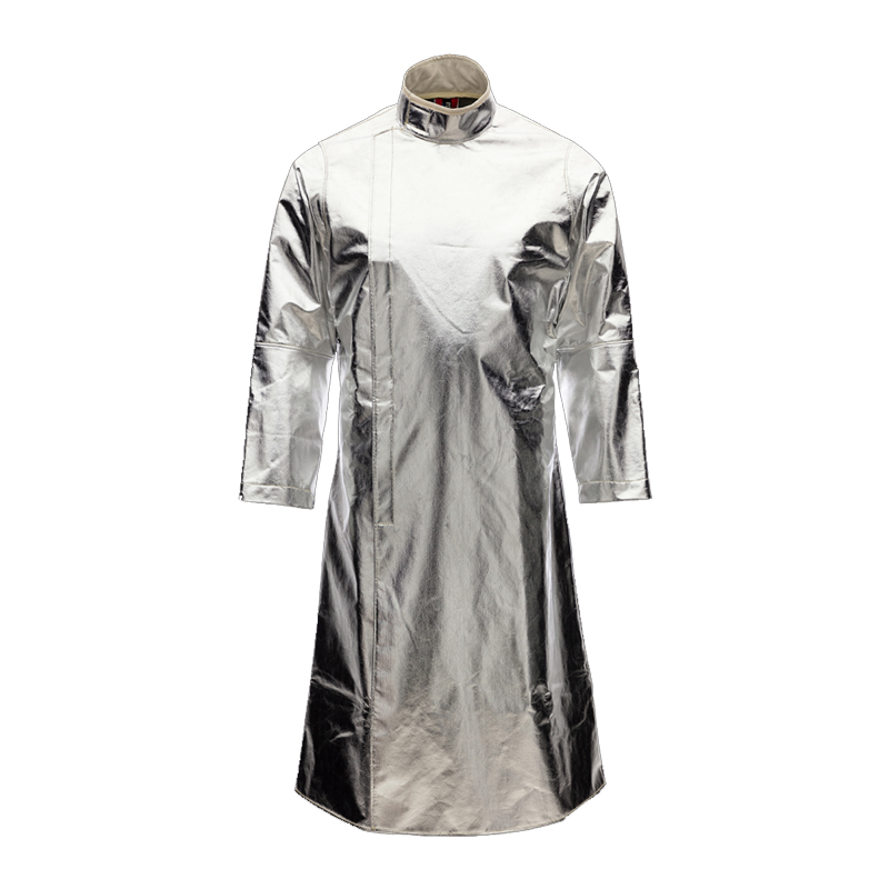 Silberner aluminisierter Tempex Hitzeschutz Mantel TREME HEAT COMFORT+ (C4) 420g von HB Protective Wear für Gießerei und Hochofen, mit hohem Hitzeschutz und Komfortkragen