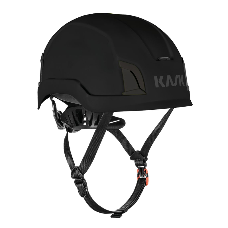 Schwarzer Kask Zenith X MAX Industriehelm für große Köpfe bis 66 cm mit Kinnriemen und robuster Helmschale, Seitenansicht