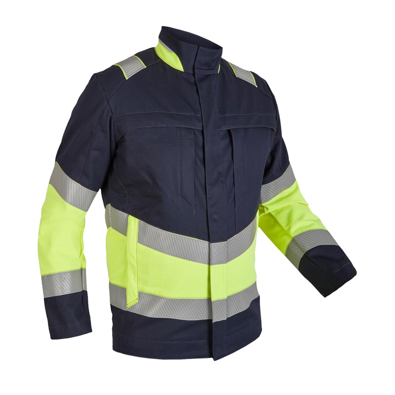 Rofa Multi-Light HI-VIS I 2534 MultiNorm Jacke 4 kA + 7 kA | APC2, marinegelb, mit Reflexstreifen und hohem Kragen