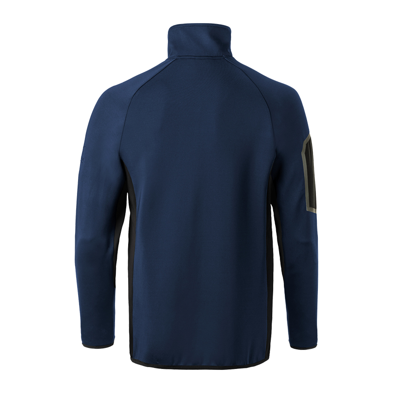 Rückenansicht der Kübler Athletiq 1346 Stretch Jacke in Dunkelblau mit körperbetontem Schnitt und hohem Kragen