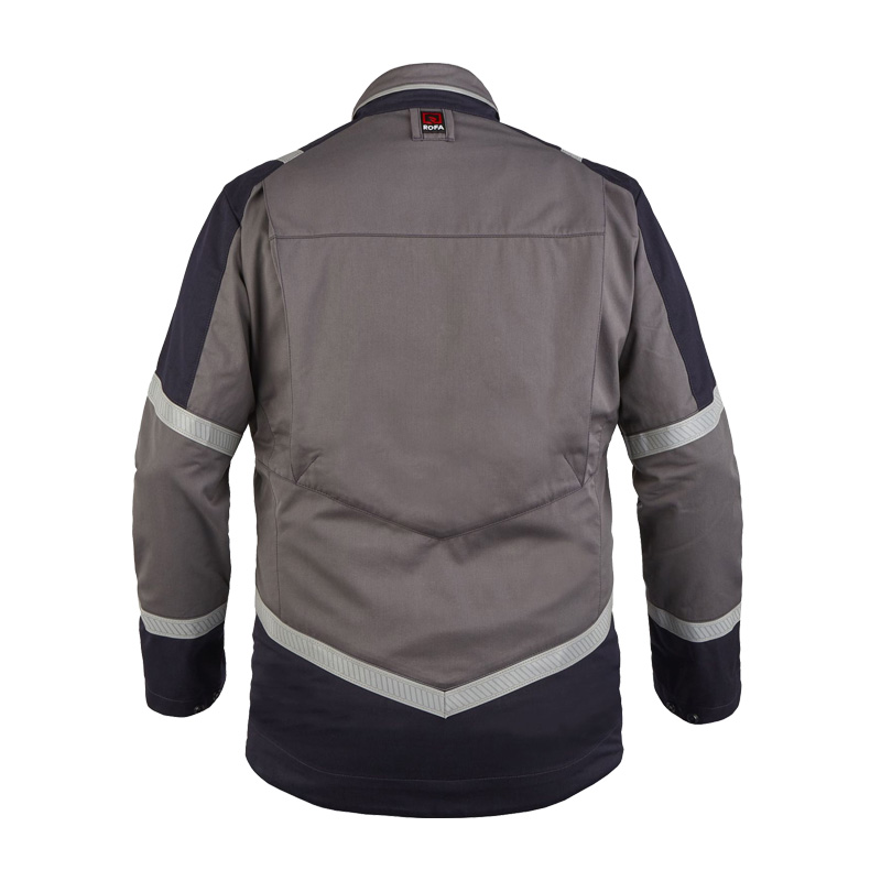 Rofa Multi-Light 2577 MultiNorm Jacke 4 kA + 7 kA | APC2 in Grau/Marine, Rückenansicht mit Reflexstreifen