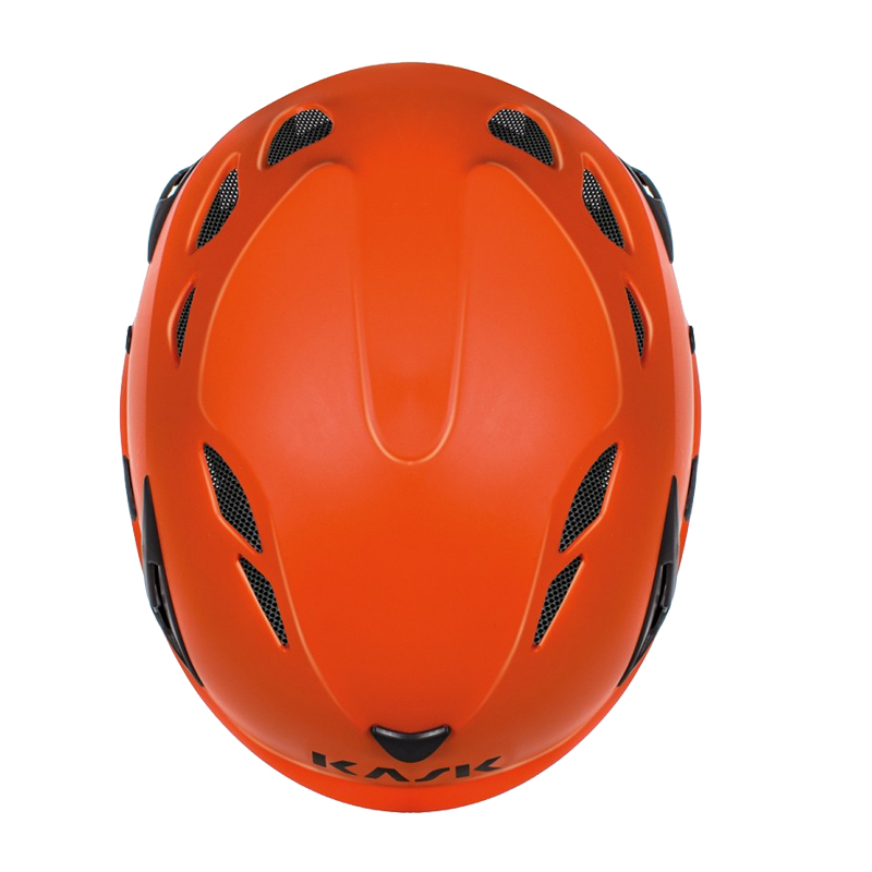 Kask SUPERPLASMA PL Kletterhelm EN 12492 in Orange, Ansicht von oben mit Belüftungsöffnungen