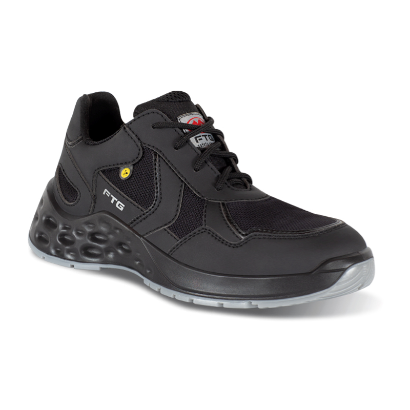 FTG Motion S3S ESD Sicherheitsschuh aus der Dynamic Line, schwarzer wasserabweisender Sicherheitshalbschuh aus Mikrofaser mit leichter Sohle