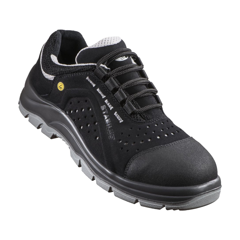 Stabilus Henry Low Black ESD S1P Sicherheitsschuh metallfrei, schwarzer Low-Top-Arbeitsschuh mit Zehenschutzkappe und rutschhemmender Sohle