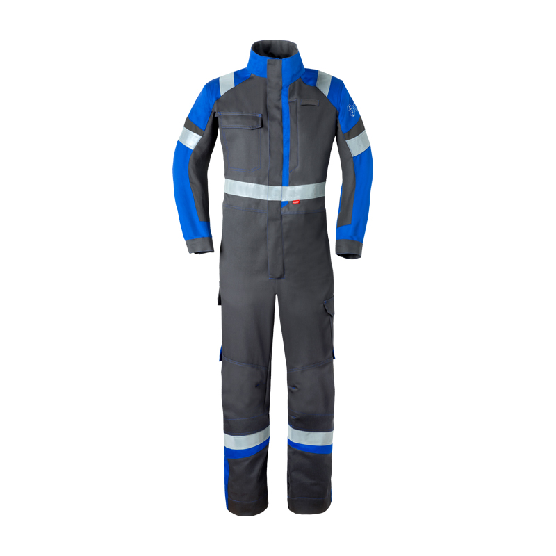 HaVeP 5Safety Image+ 20290 MultiNorm Overall APC1 von HaVeP, grau-blauer Schutzoverall mit langen Ärmeln, Stehkragen und Reflexstreifen