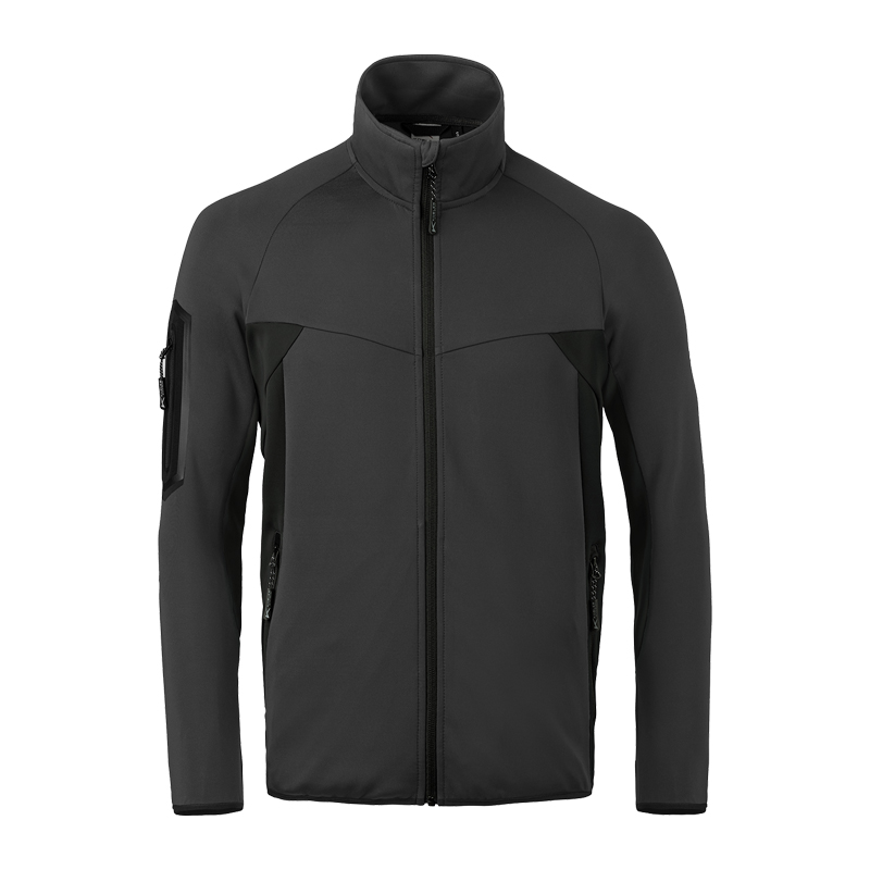 Kübler Athletiq 1346 Stretch Jacke in Schwarz mit körperbetontem Schnitt, Stehkragen und Reißverschlusstaschen, Frontansicht