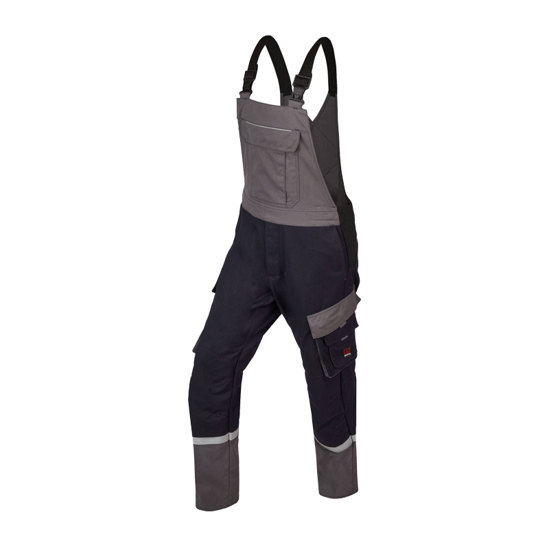 Rofa Multi-Light 2579 MultiNorm Latzhose 4 kA + 7 kA APC2 in Grau/Marine, robuste Schutz-Latzhose mit Trägern und Taschen