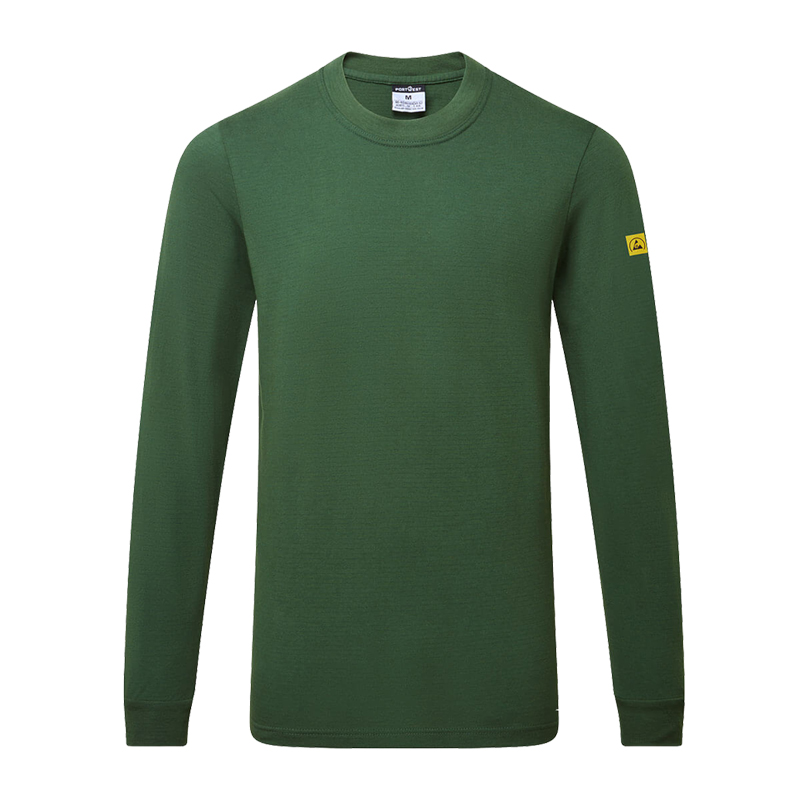 PortWest AS22 Antistatik ESD T-Shirt langarm für EPA Bereiche