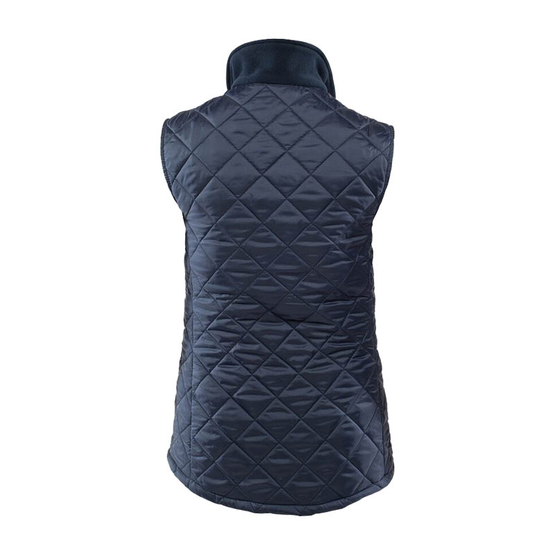 Rückansicht der TEMPEX THERMO ErgoPlus Damen Weste von HB Protective Wear in Dunkelblau, gesteppte Thermoweste für Kälteschutz und Bewegungsfreiheit