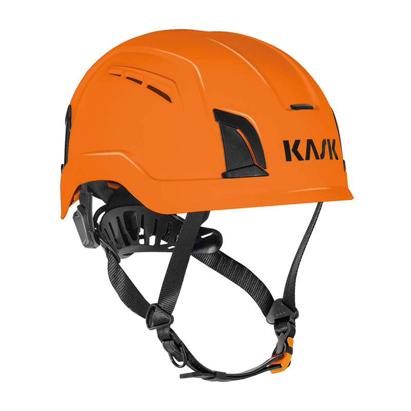 Kask ZENITH-X AIR Industriehelm EN 397 in Orange, robuster Schutzhelm mit Belüftungsschlitzen, schwarzem Kinnriemen und Größenverstellung