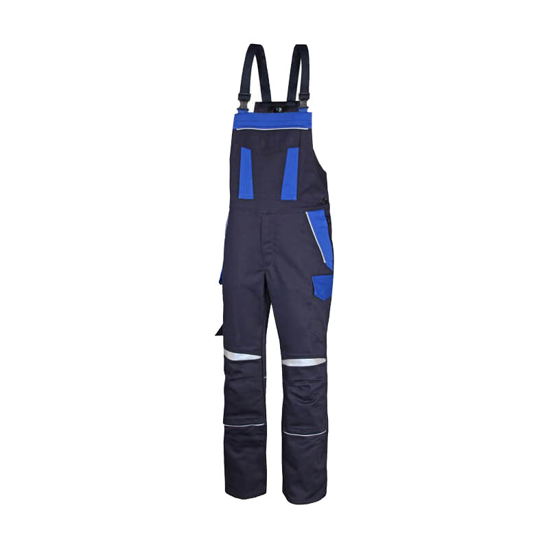 HB Protective Wear HB ArcSelect MultiNorm Latzhose 4 kA | APC1, marineblaue Schutz-Latzhose mit blauen Einsätzen, verstellbaren Trägern und Reflexdetails