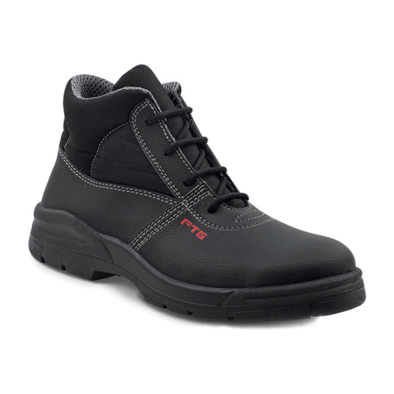 FTG Lambda S3S Sicherheitsstiefel aus schwarzem Sicherheitsleder, hoher Arbeitsschuh mit Stahlkappe und Durchtrittschutz, Master Line