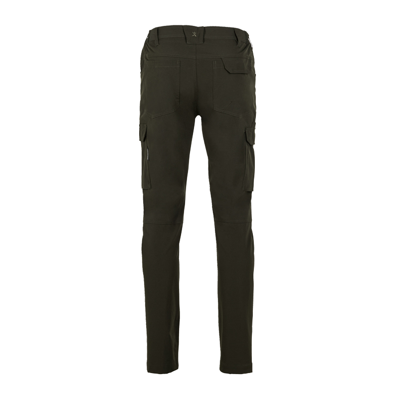Rückansicht der Planam Herren Stretchy Hose mit 4-Wege-Stretch in Schwarz, flexible Arbeits- und Freizeithose mit Beintaschen