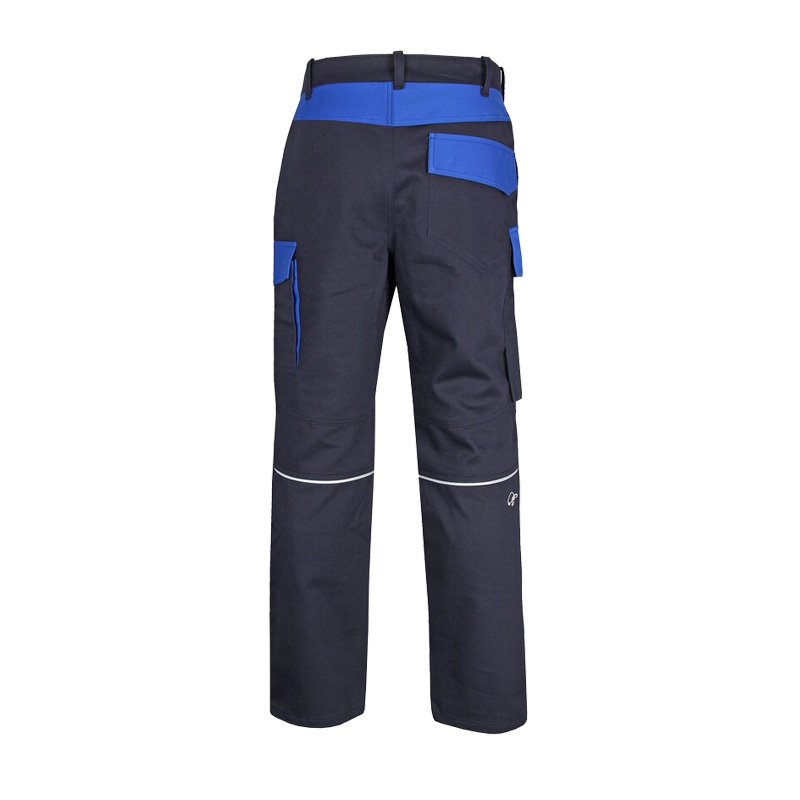 Rückansicht der HB ArcSelect MultiNorm Hose 4 kA + 7 kA | APC2 von HB Protective Wear in Dunkelblau mit blauen Kontrasten und Taschen