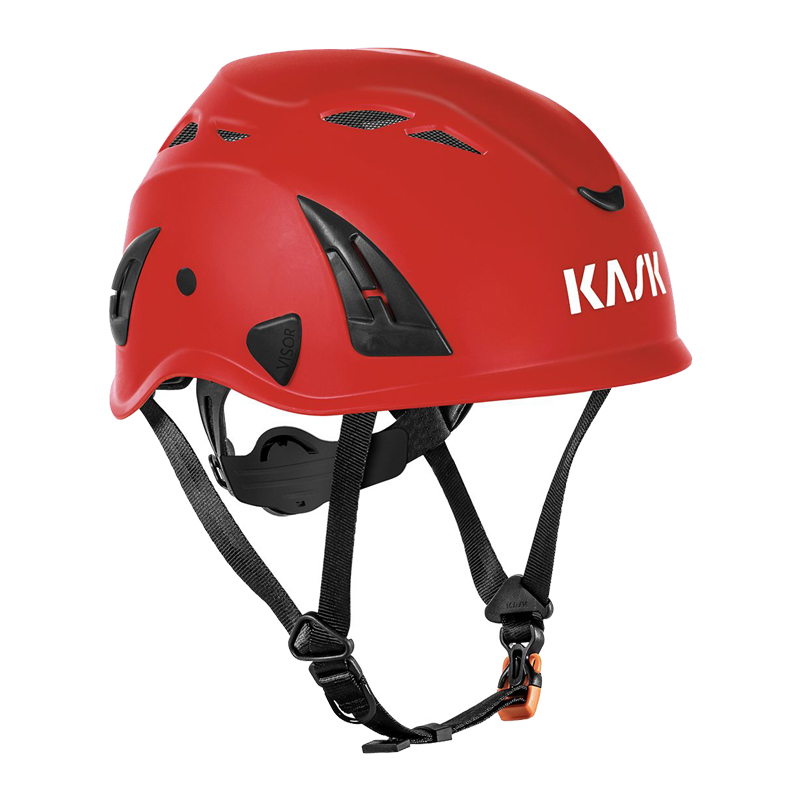 Kask SUPERPLASMA AQ Industriehelm EN 397, roter Schutzhelm mit Belüftungsöffnungen, Kinnriemen und Größenverstellung