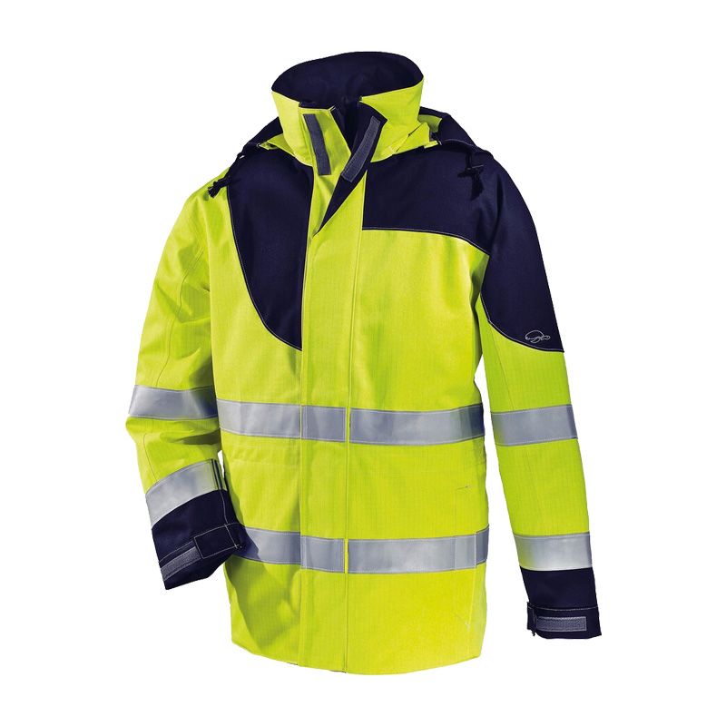 HB Protective Wear MODarc & vis MultiNorm Warnschutz Parka APC2, gelb-marine, mit Reflexstreifen, 4 kA + 7 kA, wetterfeste Schutzjacke