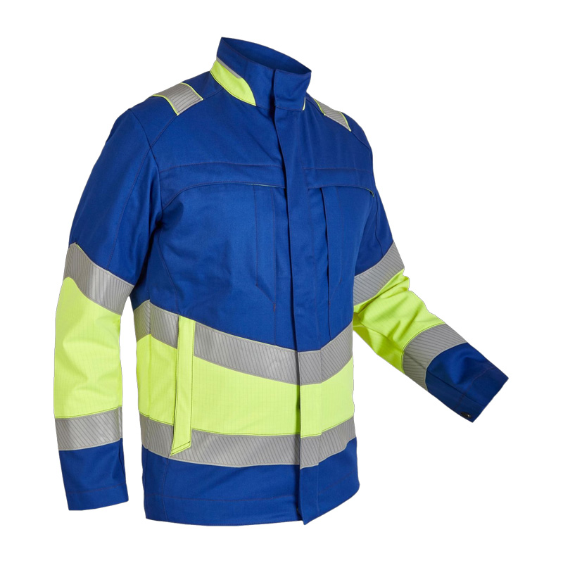 Rofa Multi-Light HI-VIS I 2634 MultiNorm Damen Jacke 4 kA + 7 kA | APC2 in Blau-Gelb mit umlaufenden Reflexstreifen und Stehkragen
