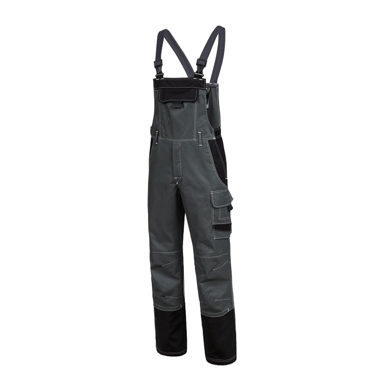 Graue und schwarze HB MODarc MultiNorm Latzhose 4 kA + 7 kA | APC2 von HB Protective Wear mit verstellbaren Trägern, Brusttasche und Beintasche