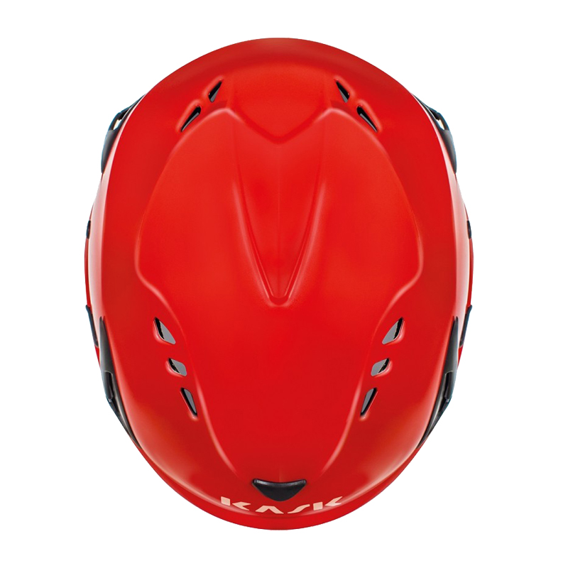 Kask KASK SUPERPLASMA HP Industriehelm EN 397 + EN 14052 in Rot, Schutzhelm mit Belüftungsöffnungen, Draufsicht