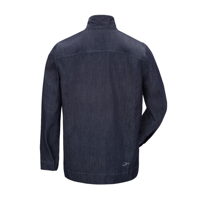 Rückansicht der HB ComFlex BW Schweißer Stretch Jacke Klasse 2 von HB Protective Wear in Dunkelblau, robuste Arbeitsjacke für Schweißarbeiten mit hohem Schutz und guter Bewegungsfreiheit
