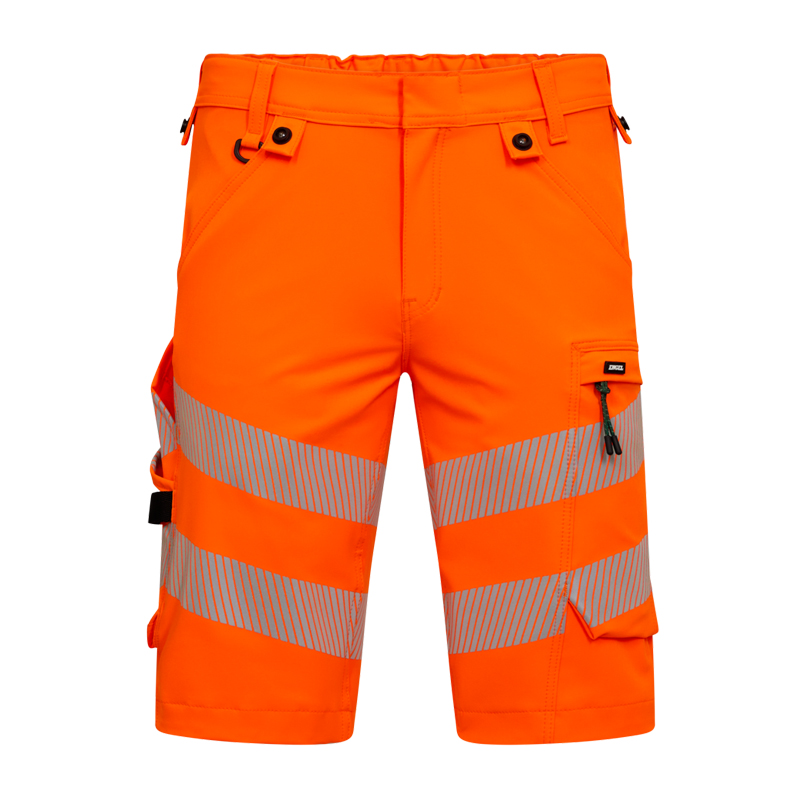 ENGEL Safety Stretch Warnschutz Sommer Shorts Klasse 1 | 6345-124, orange Arbeitsshorts mit Reflexstreifen und Taschen, Vorderansicht