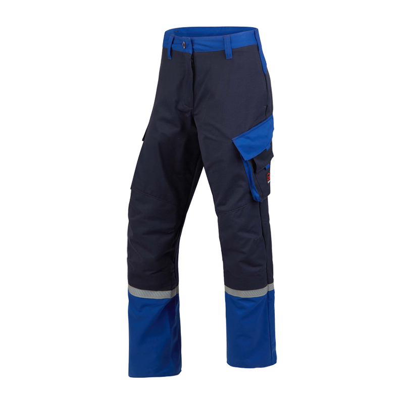 Rofa Multi-Light 2678 MultiNorm Damen Hose 4 kA + 7 kA | APC2, dunkelblau mit blauen Besätzen, Reflexstreifen und Seitentasche