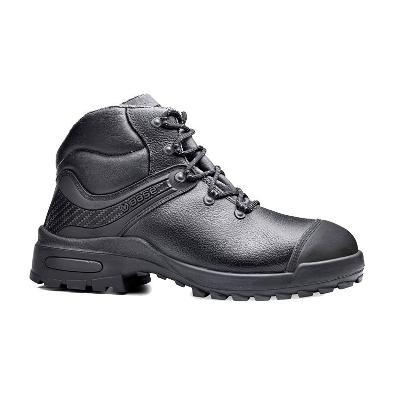 Schwarzer BASE Morrison S3 Sicherheitsstiefel B0184, robuster Arbeitsstiefel mit Schnürung, verstärkter Zehenkappe und rutschhemmender Profilsohle
