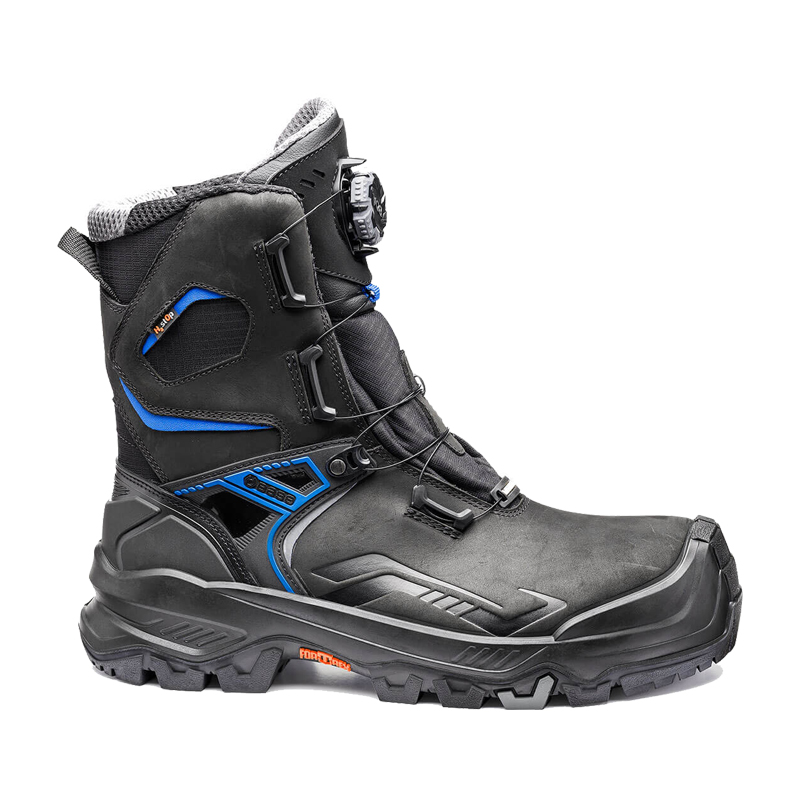BASE T-Robust Top S7S Sicherheitsstiefel B1613 von BASE, schwarz-blauer Arbeitsstiefel aus wasserabweisendem Nubukleder mit BOA Schnellschnürung und robuster Profilsohle